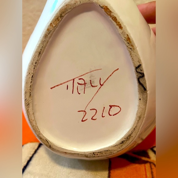 Large Ceramic Italian Rooster Pitcher. Handpainted In Italy. Flowers. 2210 - Picture 5 of 7